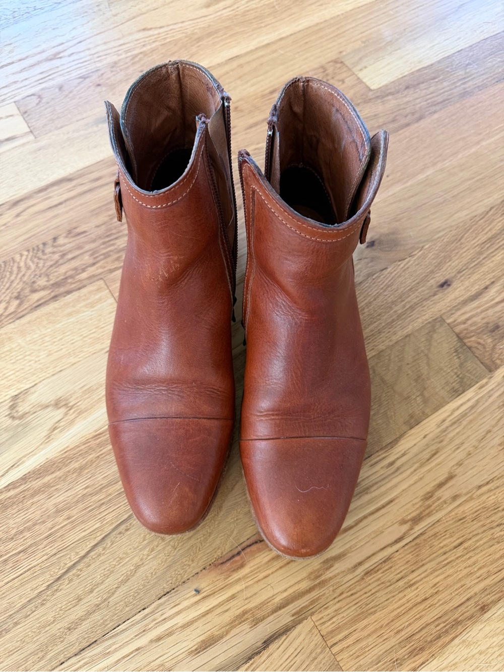 Folk Cognac Leather Ankle Booties